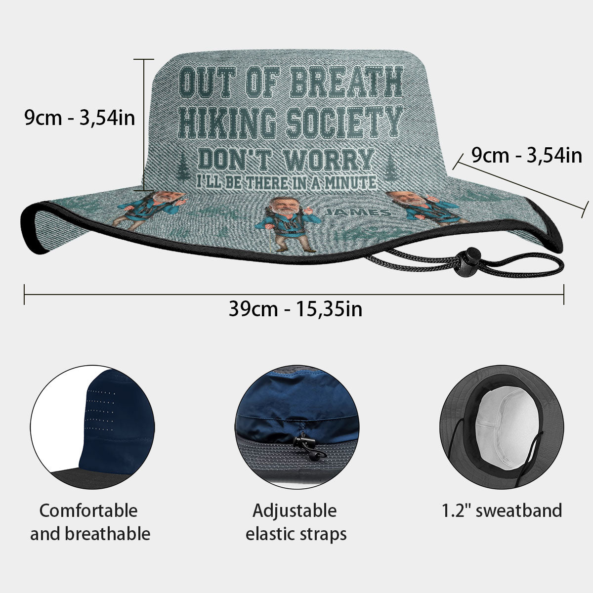 Out Of Breath Hiking Society - Chapeau de brousse de randonnée personnalisé