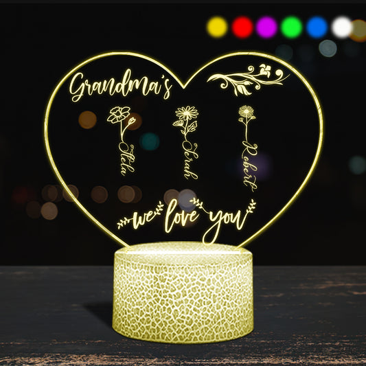 Le Jardin de Maman - Cadeau pour grand-mère, maman, tante, grand-père - Plaque lumineuse personnalisée