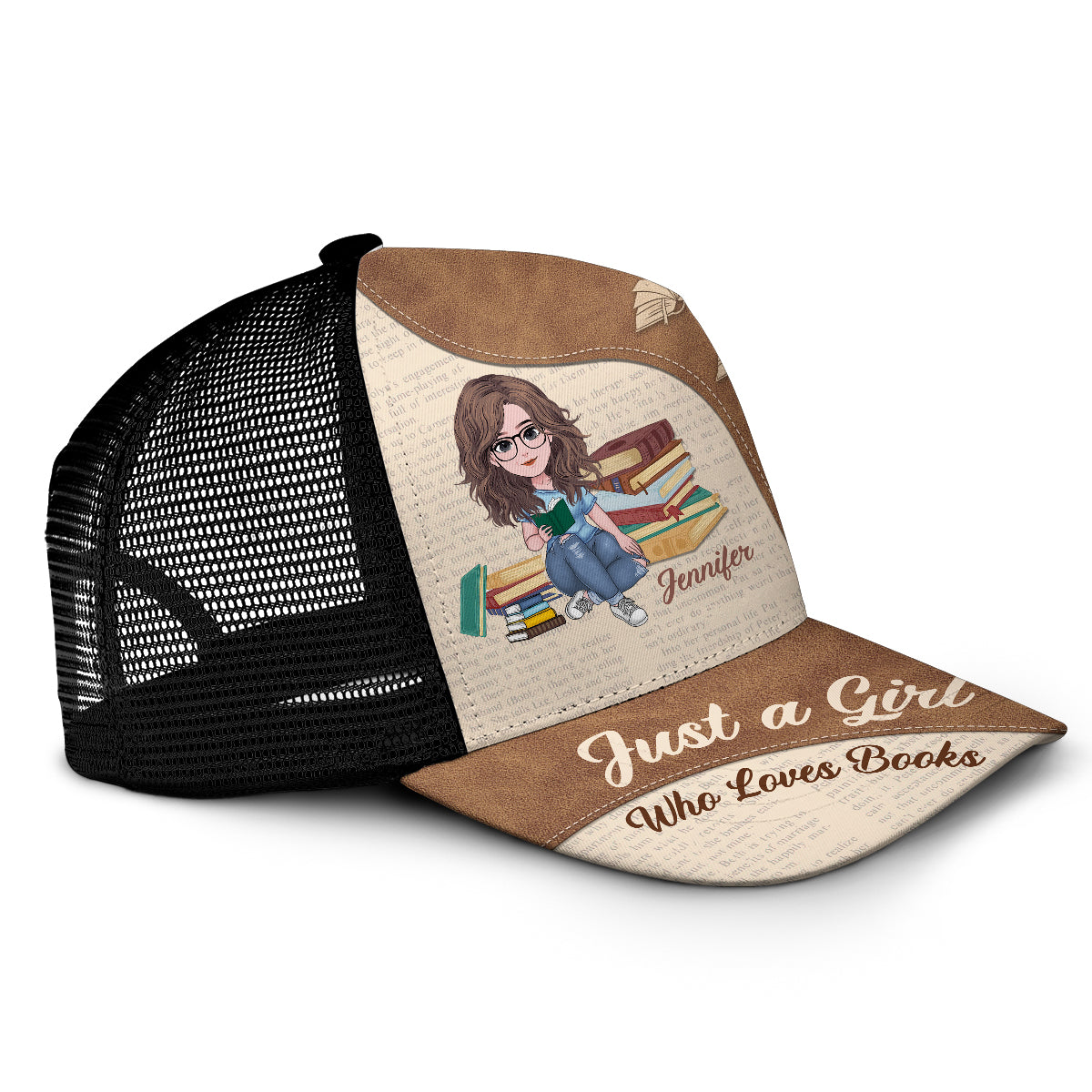 Juste une fille qui aime les livres - Casquette de camionneur personnalisée avec des livres