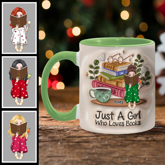 Einfach ein Mädchen, das Bücher liebt – personalisierte Tasse mit Buchmotiv