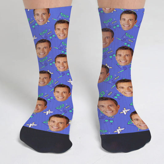 Individuelles Gesichtsmuster für Partys – Personalisierte Onkel-Socken