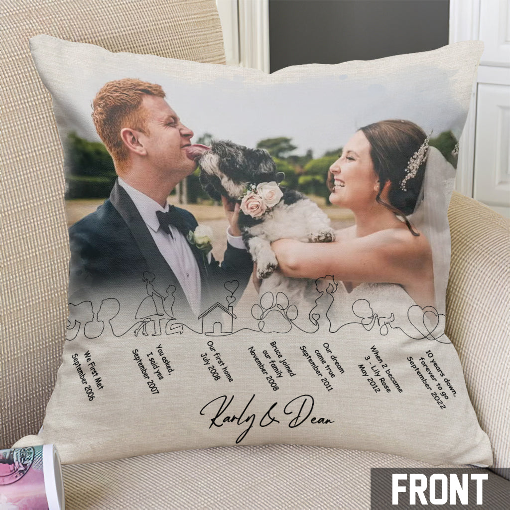 Our Story So Far - Personalized Husband And Wife Throw Pillow