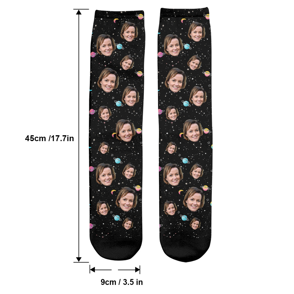 Custom Face Galaxy – Personalisierte Socken für Stiefmütter