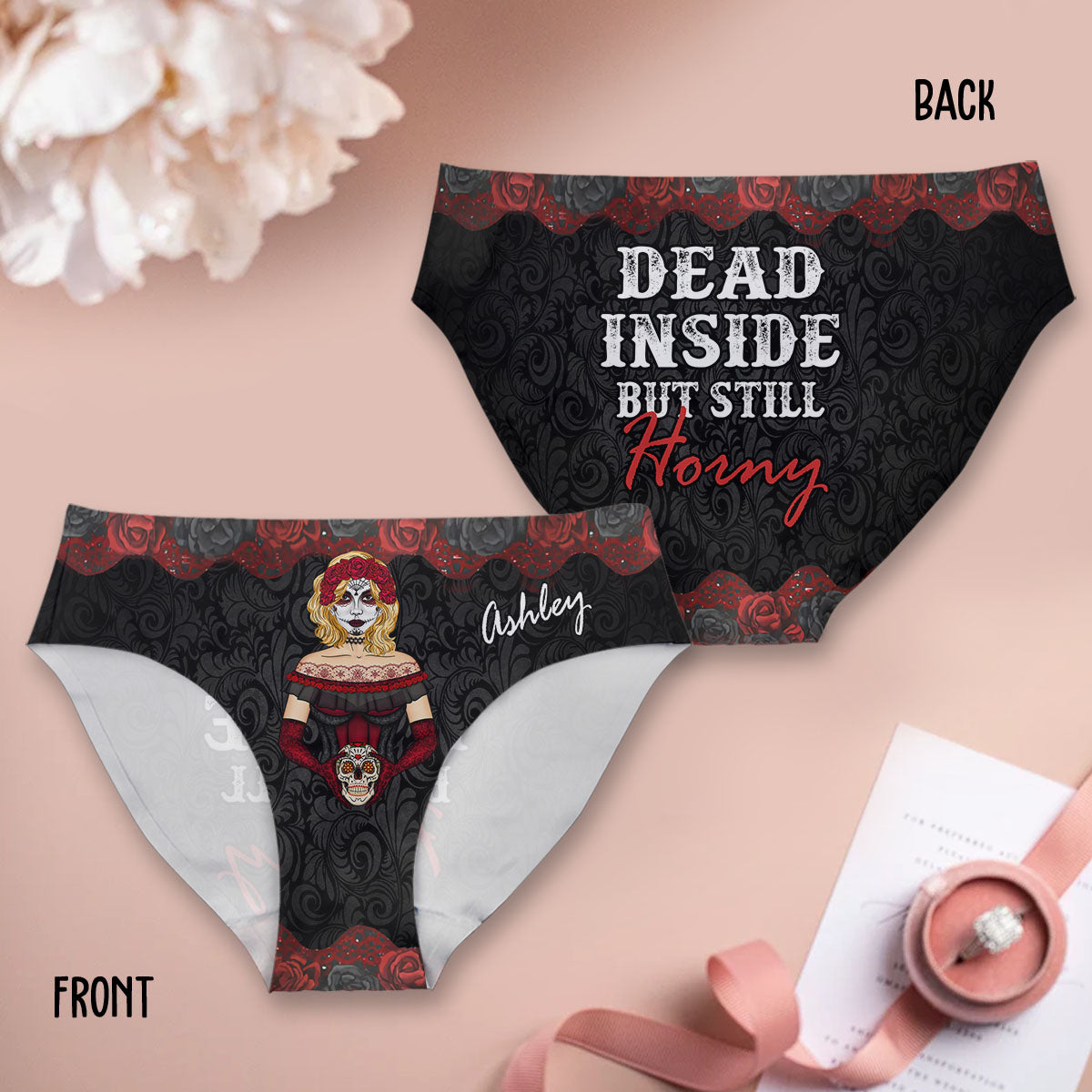 Dead Inside Dark Roses - Personalized Skull Women's Briefs