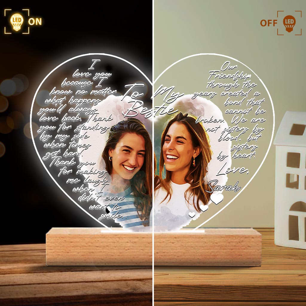 To My Bestie - Personalized Bestie Shaped Plaque Light Base