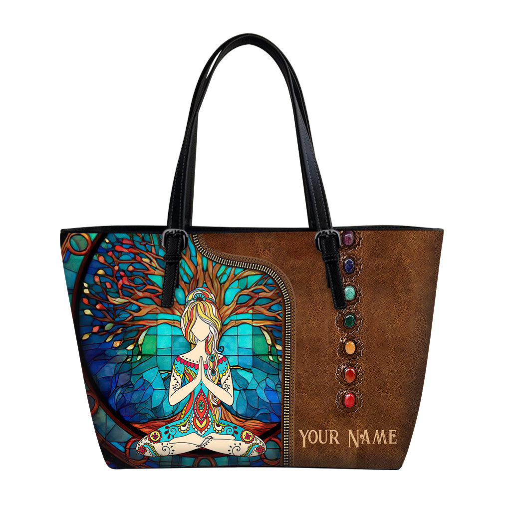 Namaste Green - Sac de yoga personnalisé en cuir