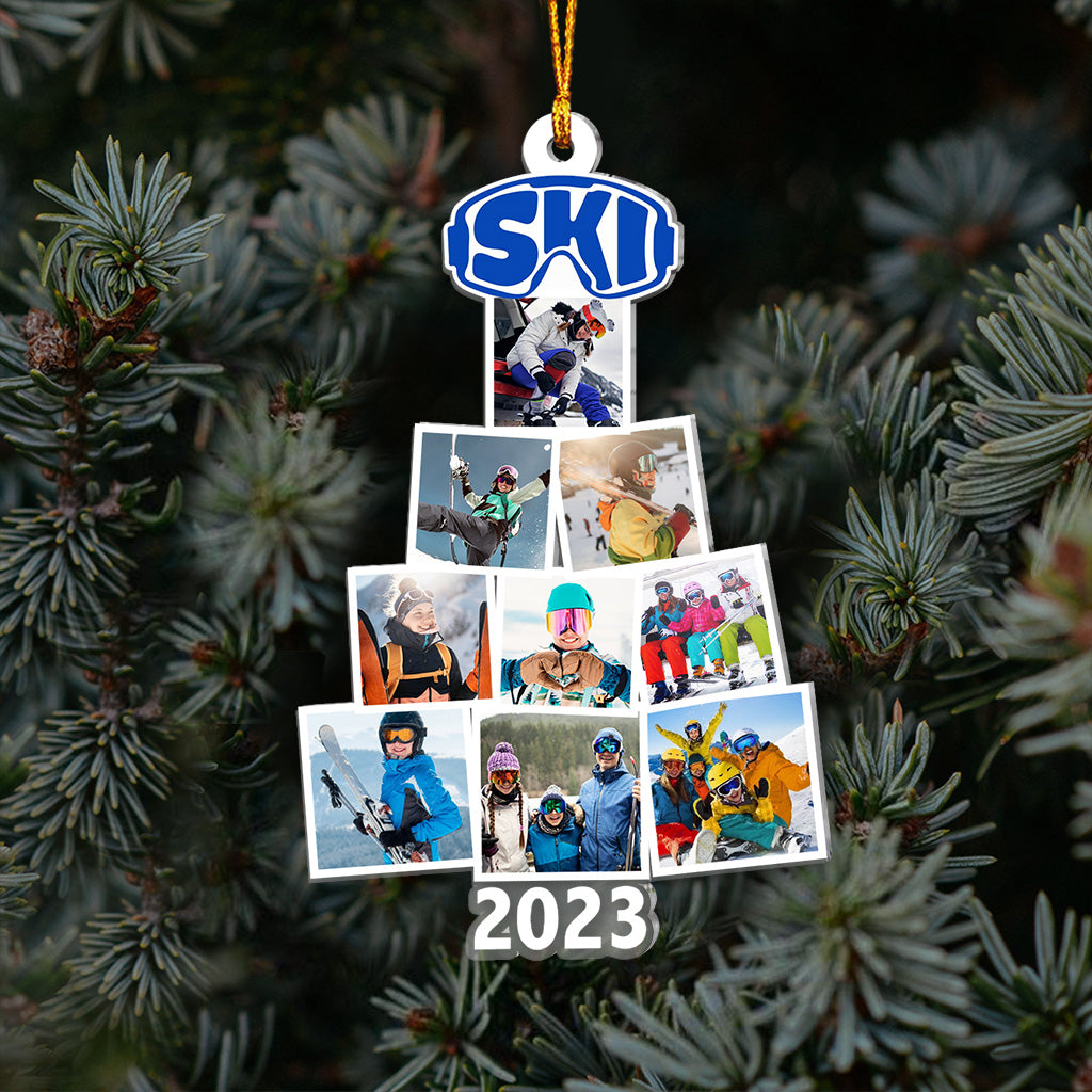 Merry Christmas - Personalized Skiing Transparent Ornament