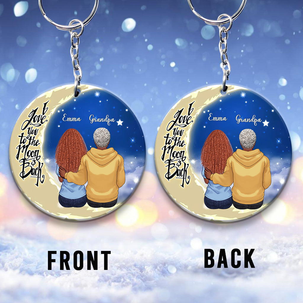 To The Moon And Back - Gift for grandma, mom, dad, grandpa - Personalized Keychain