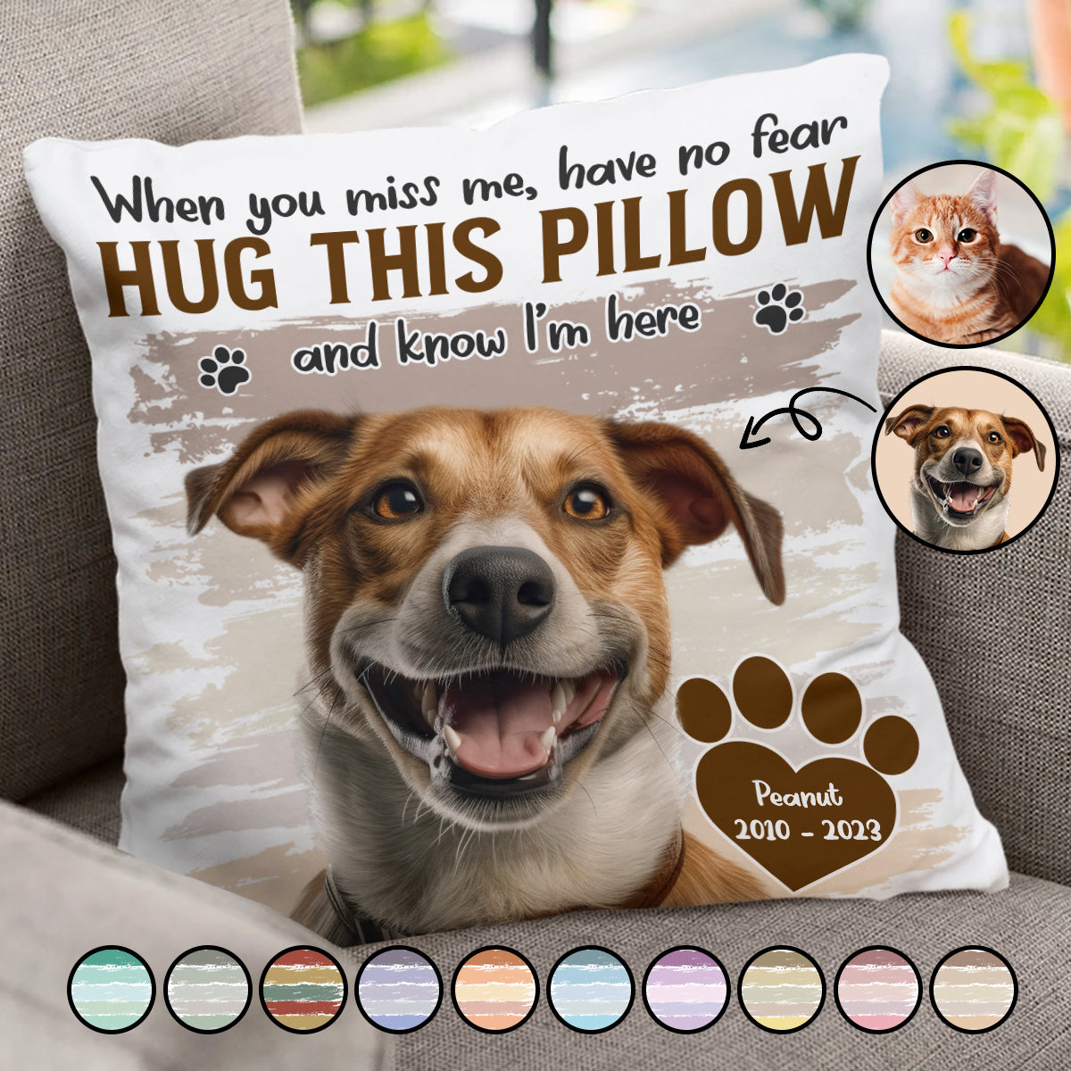 Quand tu me manques, serre ce coussin personnalisé pour chien