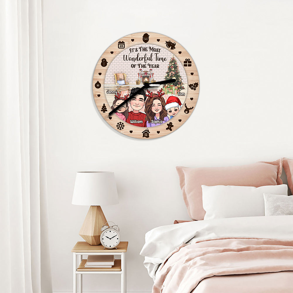 La plus belle période de l'année - Horloge murale familiale personnalisée