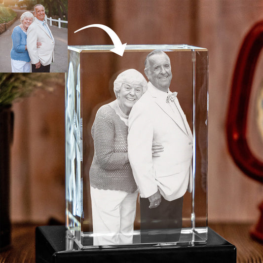 Custom Photo - Personalized Memorial Laser Engraving 3D Cuboid Shaped Crystal Lamp