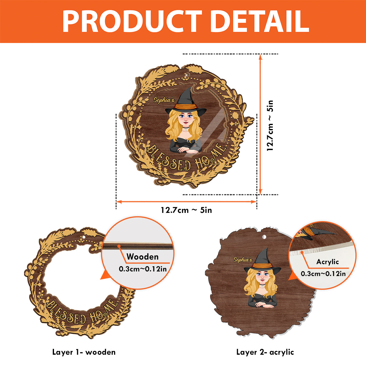 Blessed Home - Personalized Witch Suncatcher