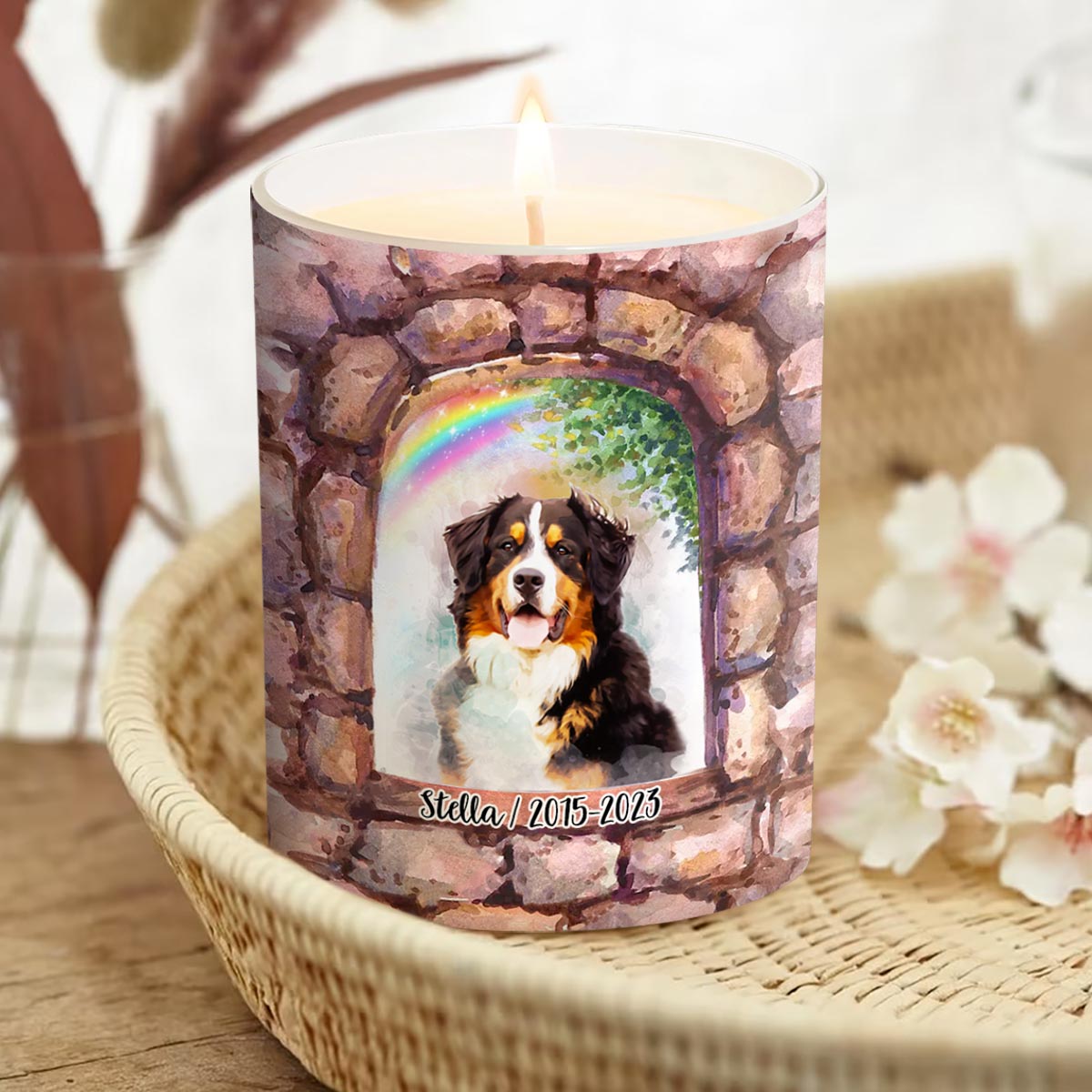 Nicht mehr an meiner Seite – Personalisierte Hundekerze mit Holzdeckel