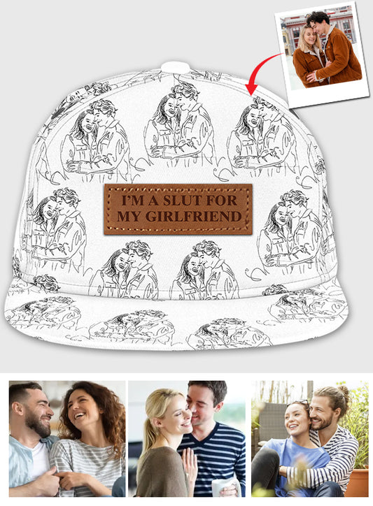 Custom Couple Line Drawing - Boyfriend and Girlfriend gift for boyfriend - Personalized Snapback