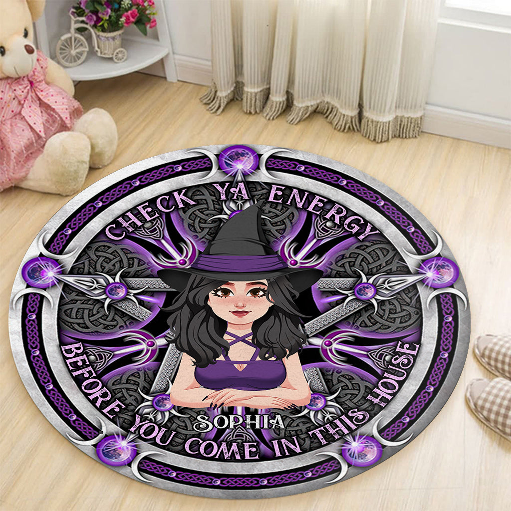 Check Ya Energy - Personalized Witch Round Rug