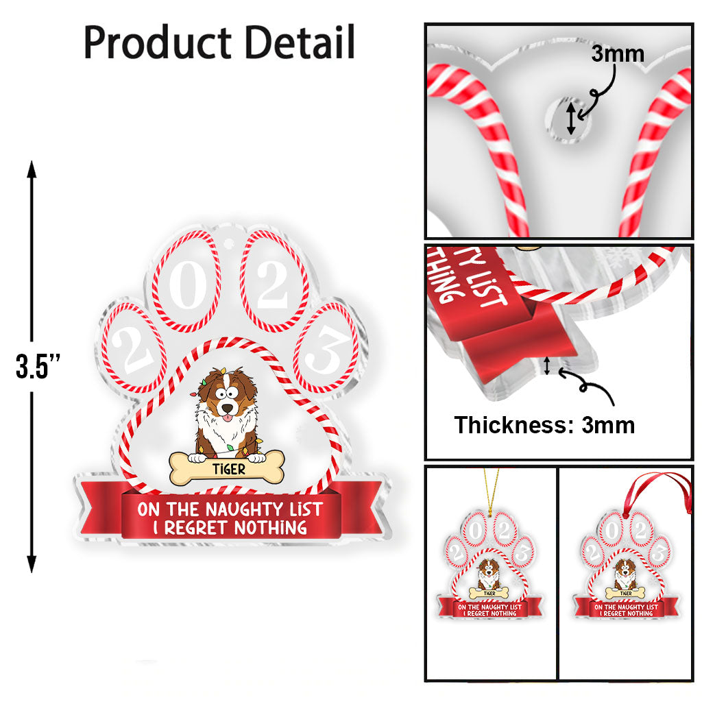 On The Naughty List - Gift for dog lovers - Personalized Transparent Ornament