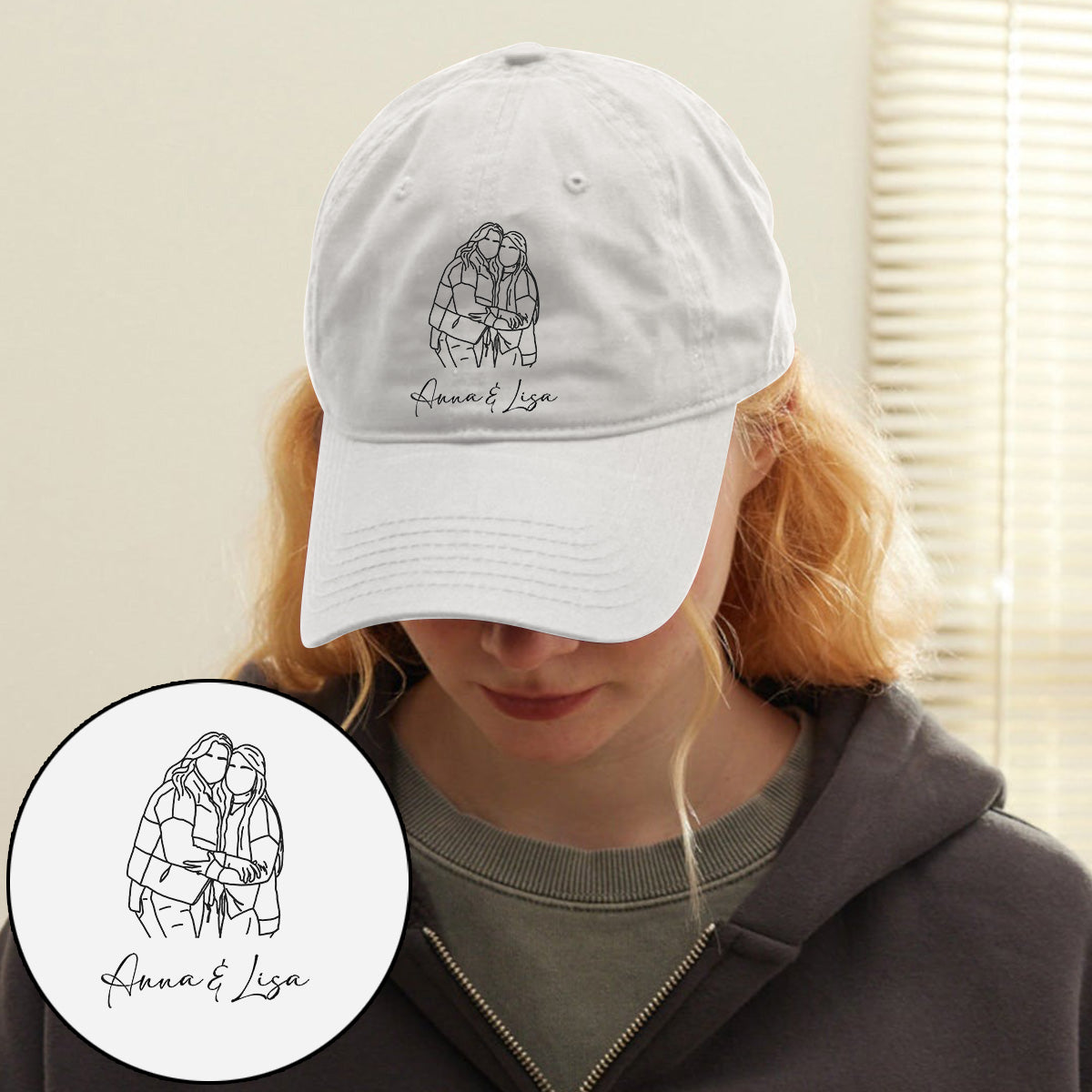 Casquette classique brodée personnalisée avec photo pour frères et sœurs