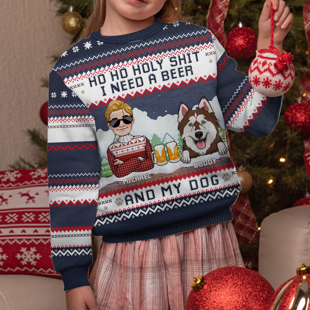 Ich brauche Bier und meinen Hund – personalisierter Hundepullover