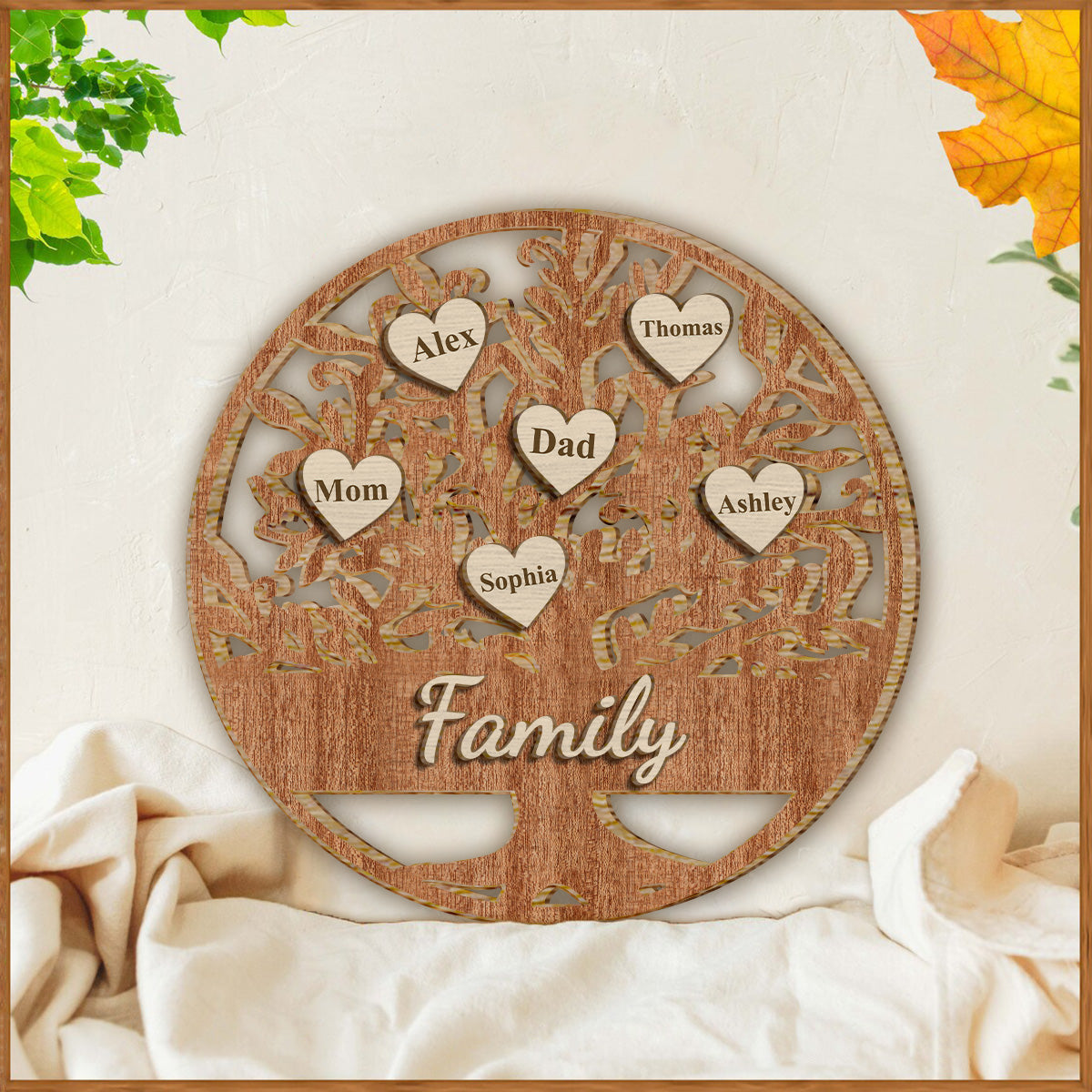 Familie ist für immer – Personalisiertes zweilagiges Holzschild „Familie“ / Holzplakette