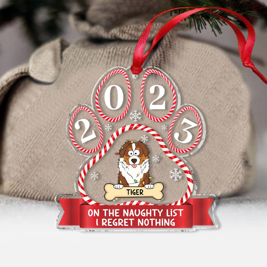 On The Naughty List - Gift for dog lovers - Personalized Transparent Ornament