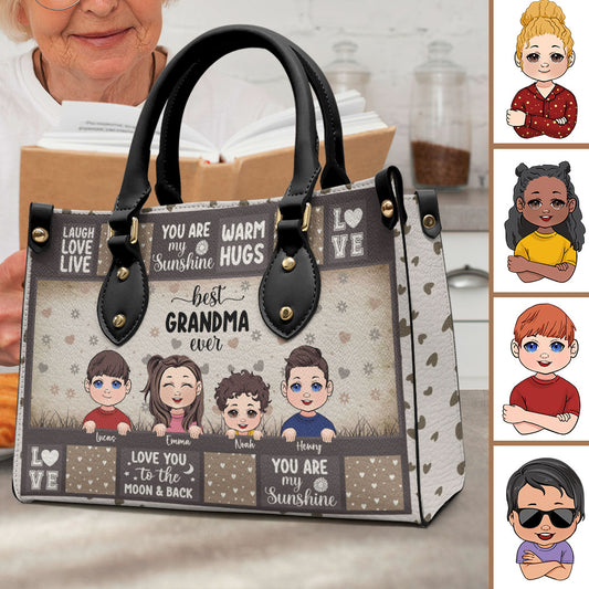 Meilleure grand-mère/maman du monde - Cadeau pour grand-mère - Sac à main en cuir personnalisé