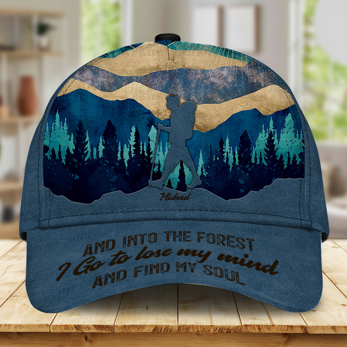 Und hinein in den Wald gehe ich – personalisierte klassische Wanderkappe