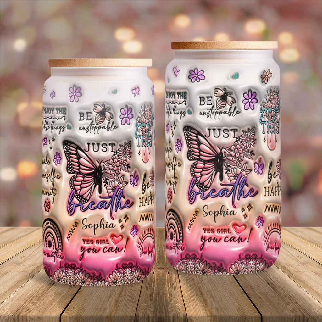 Papillon à affirmations positives - Verre papillon personnalisé