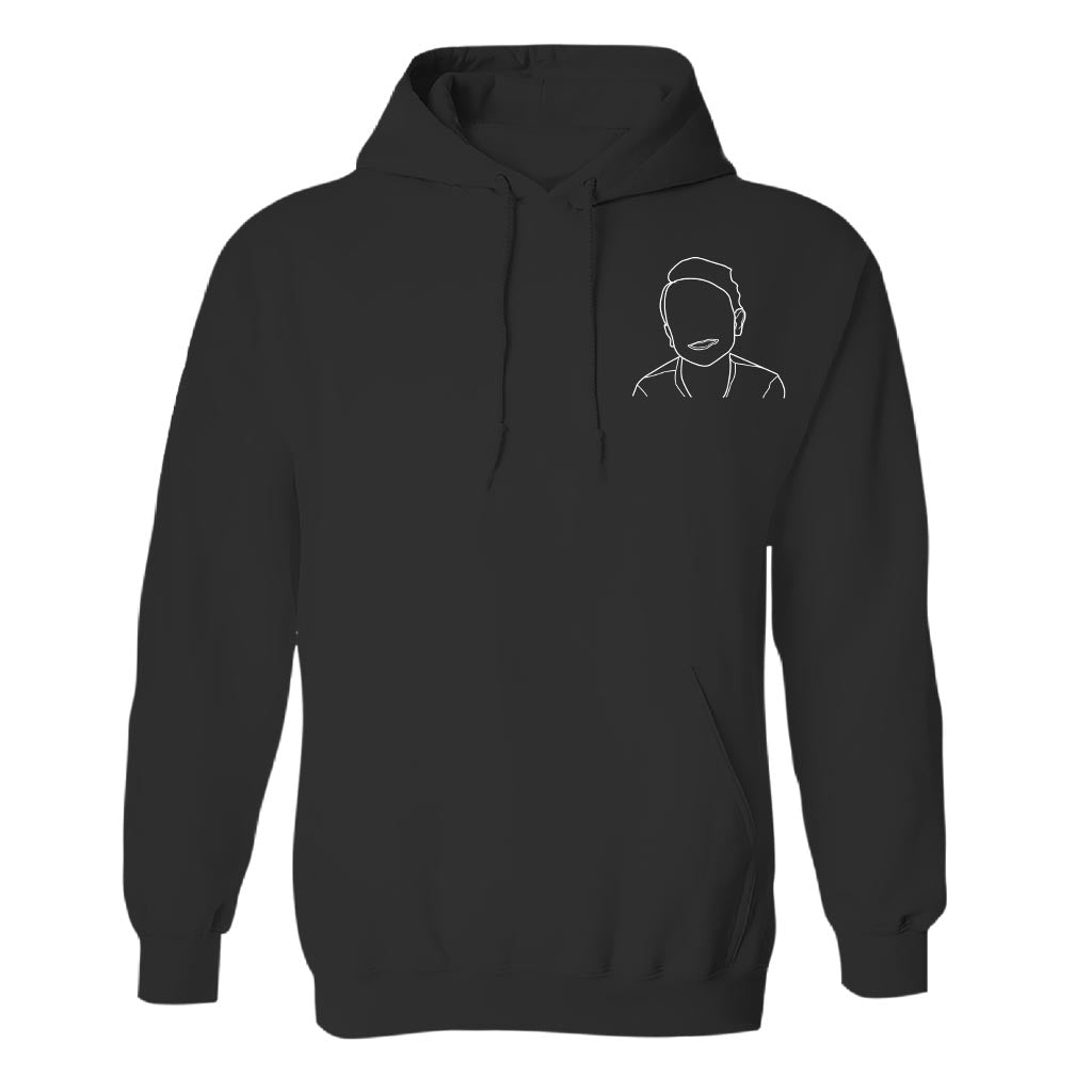 Individuelle Linienzeichnung – Personalisierter, bestickter Kinderhoodie