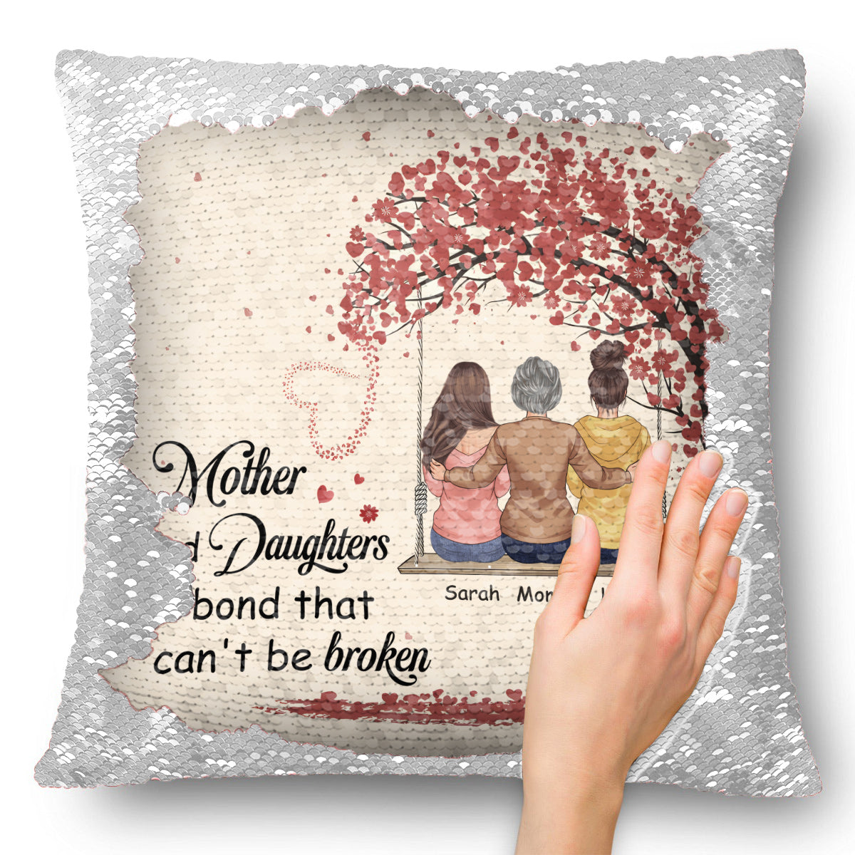 Mother And Daughter Son Children A Bond Can't Be Broken - Gift for mom - Personalized Sequin Pillow Cover