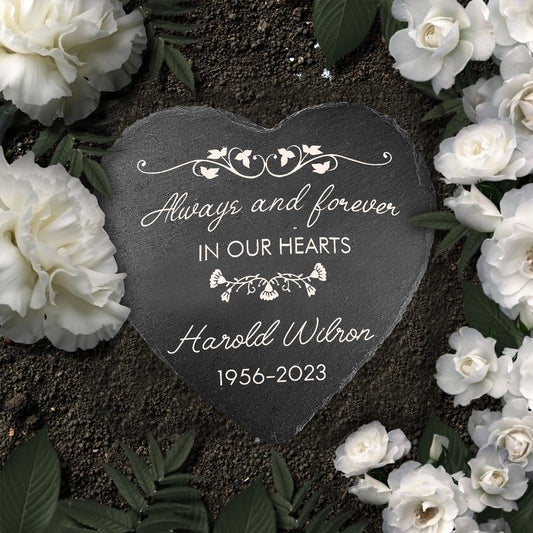 Always And Forever - Memorial gift for loss of - Personalized Heart Shaped Stone