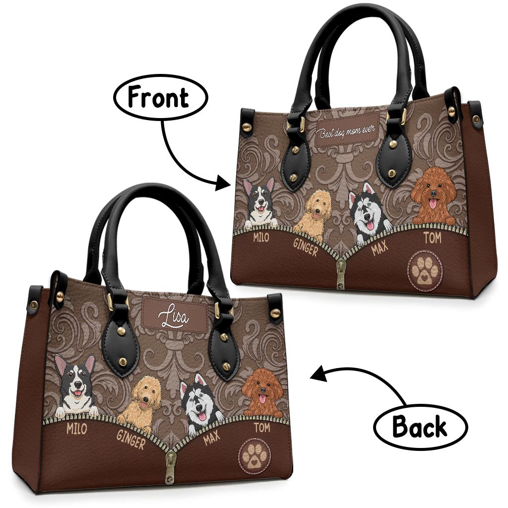 Best Dog Mom Ever - Gift for mom, mom, dog lover, cat lover - Personalized Leather Handbag