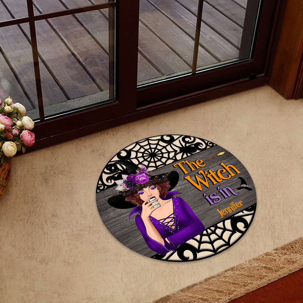 The Witch Is In - Personalized Witch Shaped Doormat