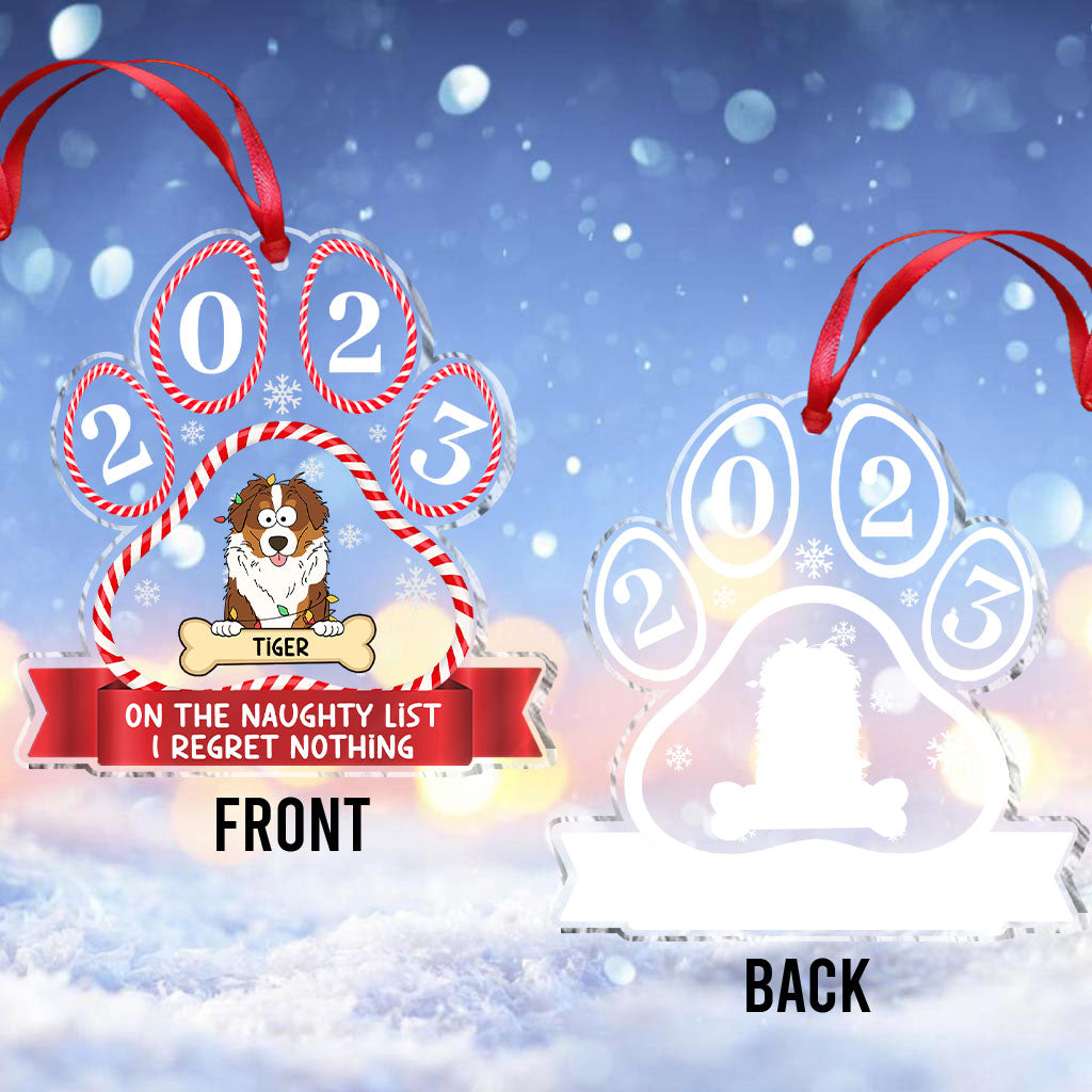On The Naughty List - Gift for dog lovers - Personalized Transparent Ornament