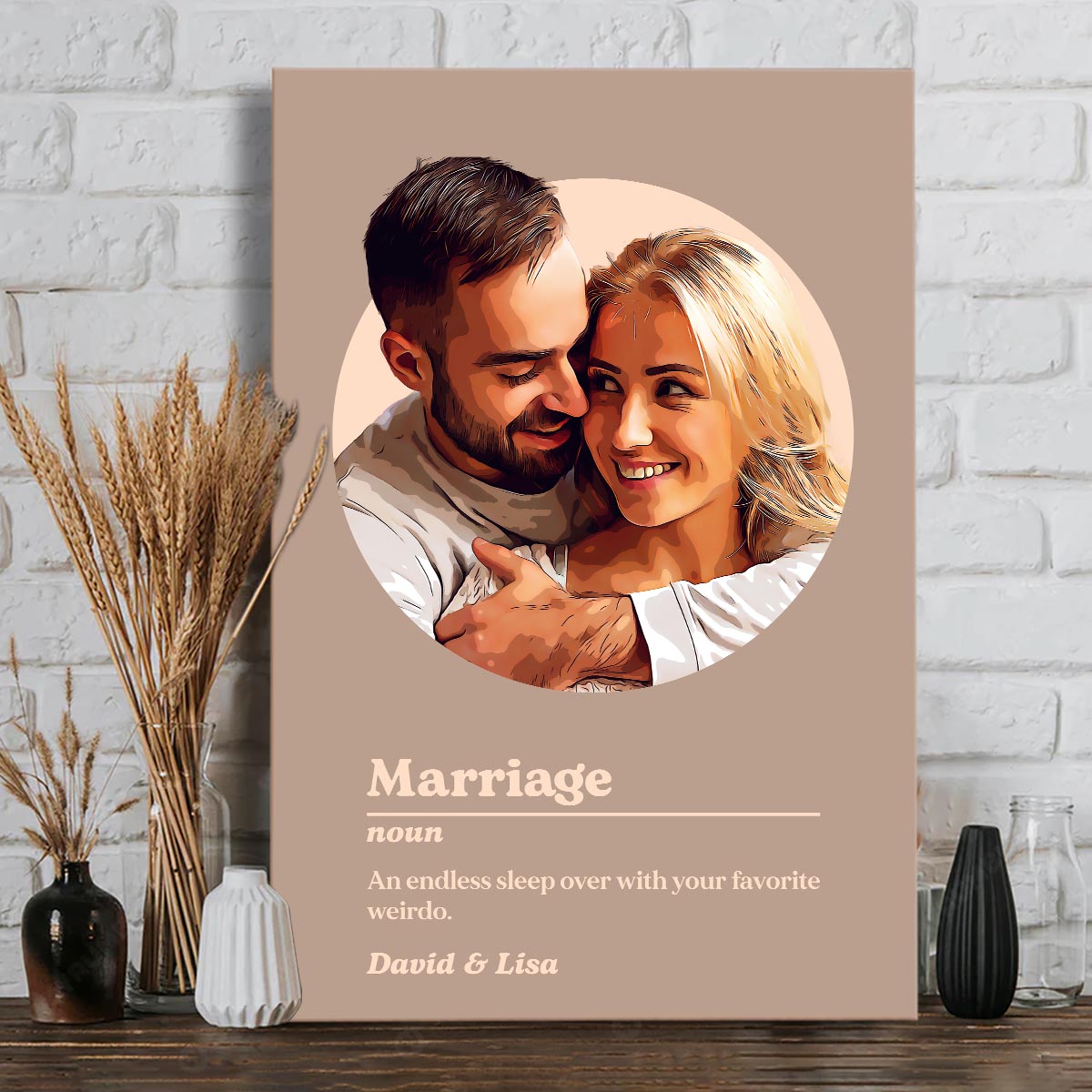 Marriage Portrait Definition - Personalized Husband And Wife Canvas And Poster