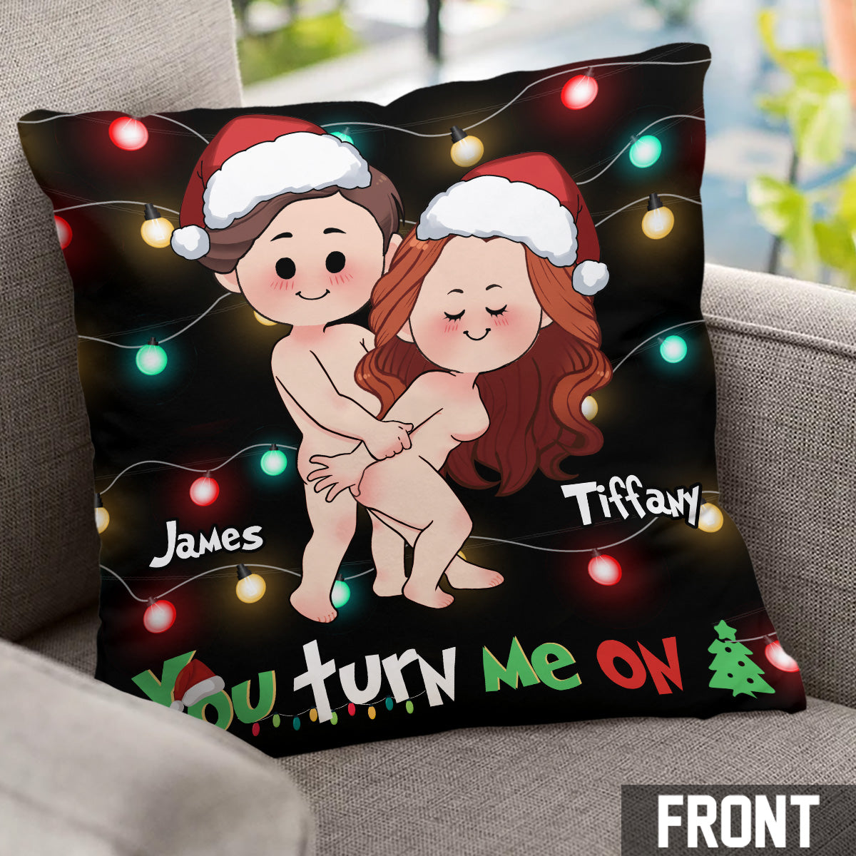 You Turn Me On - Personalized Couple Throw Pillow