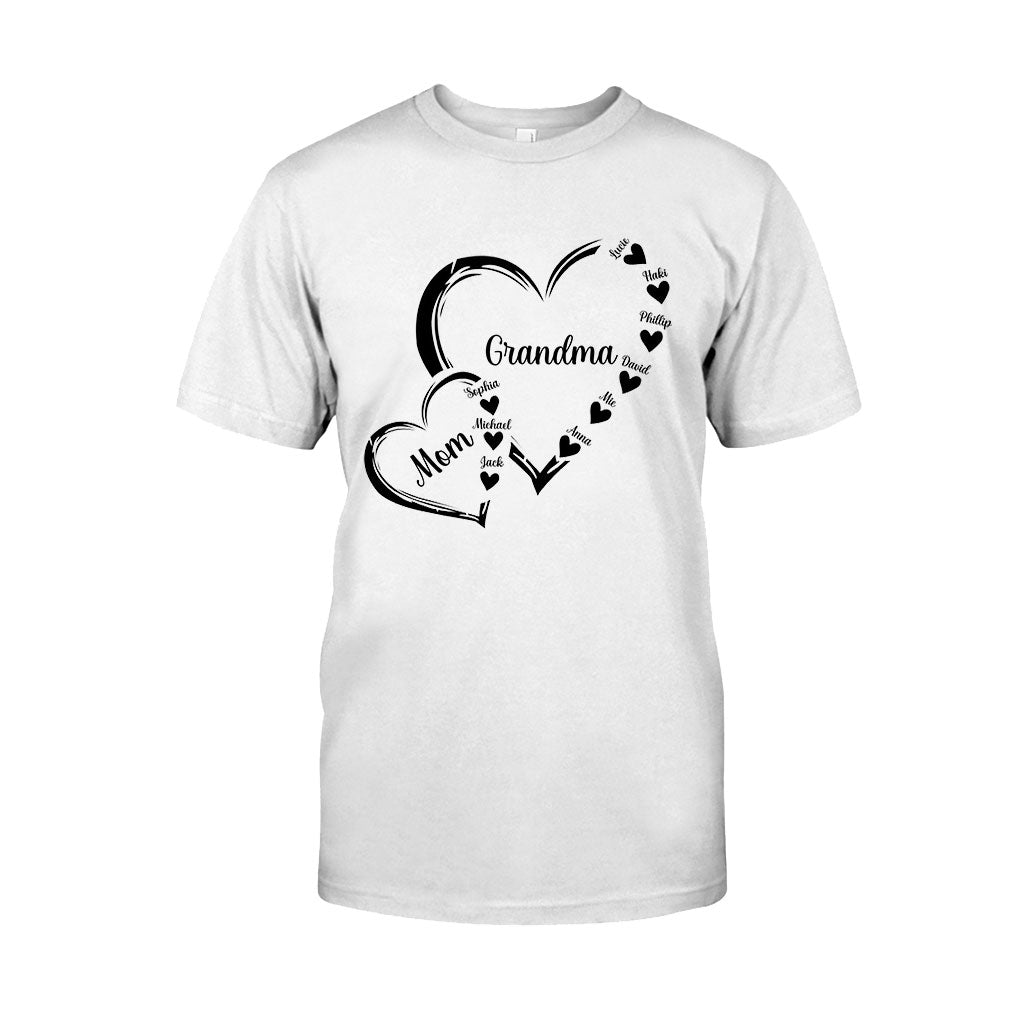 Grandma/Mom/Nana Heart - Personalized Grandma T-shirt And Hoodie