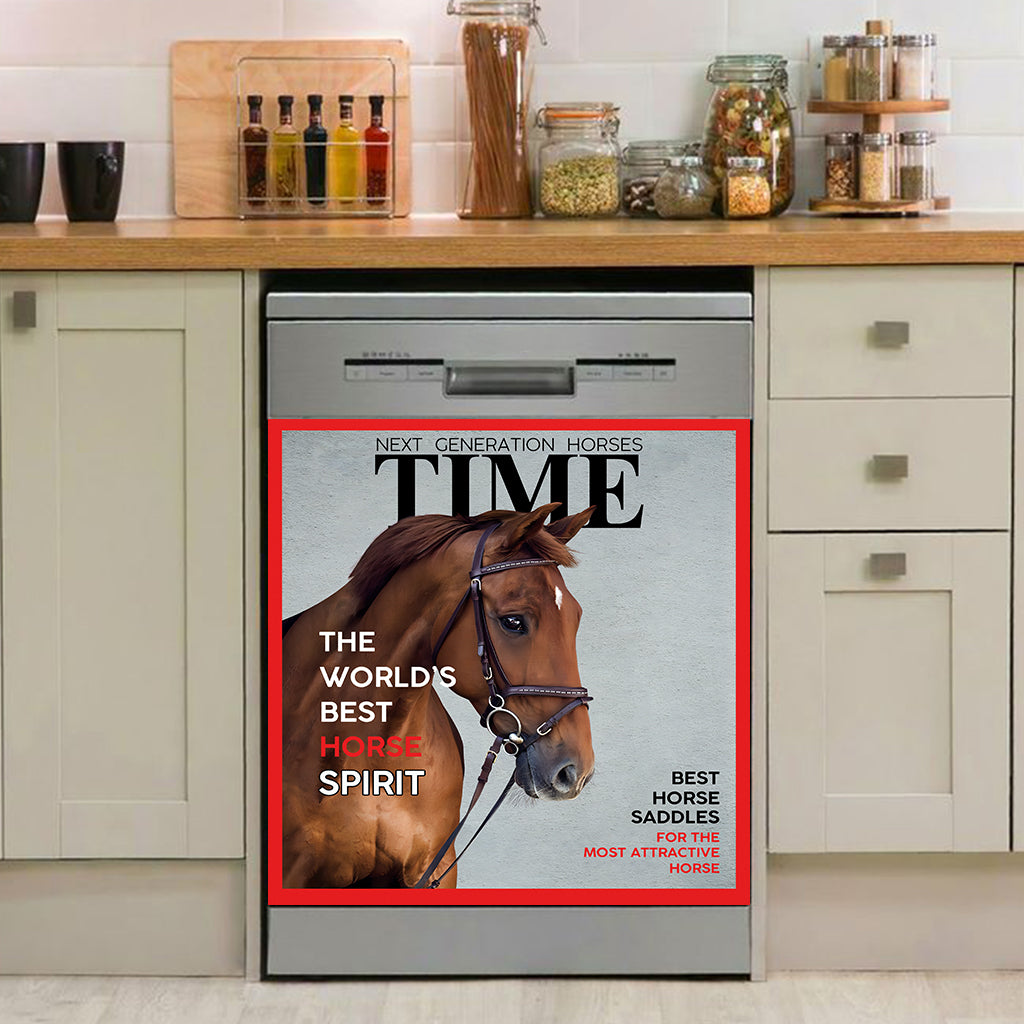 Couvertures de magazines - Housse de lave-vaisselle personnalisée avec motif cheval