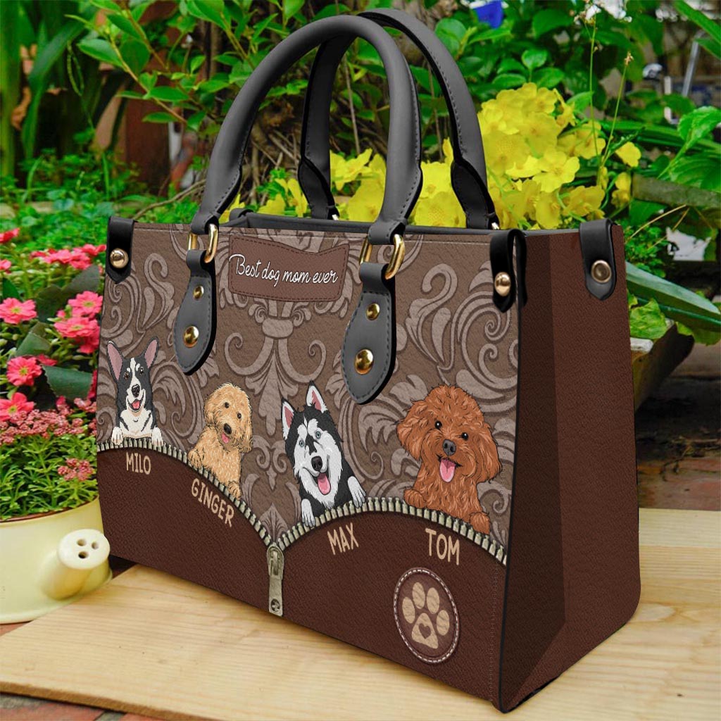Best Dog Mom Ever - Gift for mom, mom, dog lover, cat lover - Personalized Leather Handbag