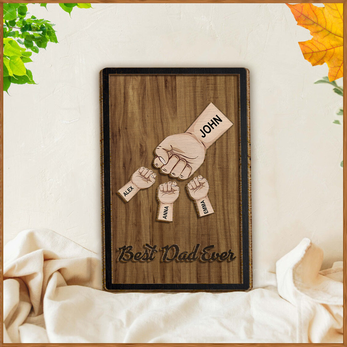 Best Dad Ever - Personalized Father 2 Layered Wood Sign / Wood Plaque