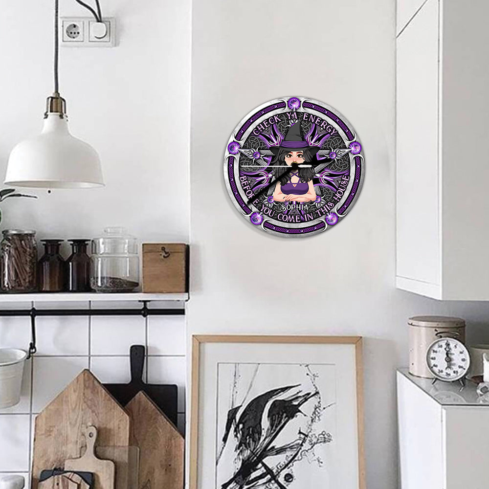 Check Ya Energy - Personalized Witch Wall Clock