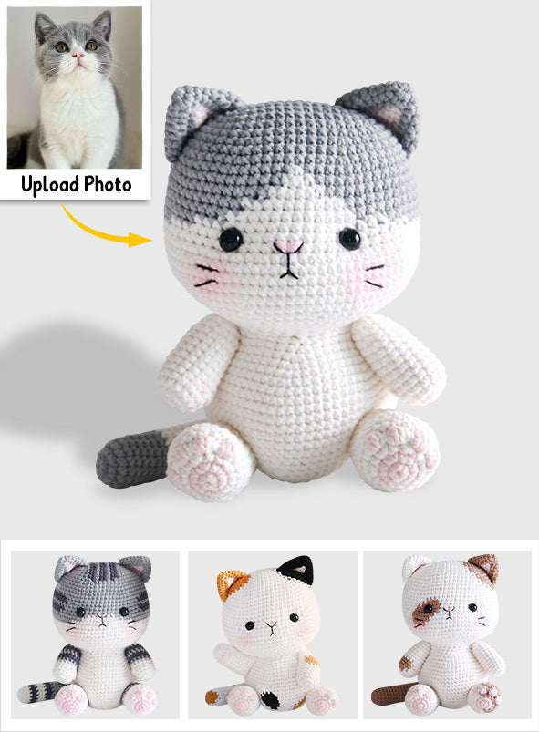 Gehäkelte Amigurumi-Katze – Geschenk für Katzenliebhaber – Personalisierte handgestrickte Puppe