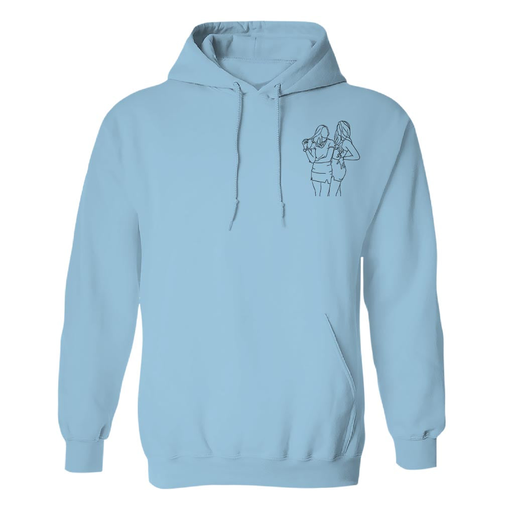 Individuelle Linienzeichnung – Personalisierter bestickter Hoodie für die Tochter