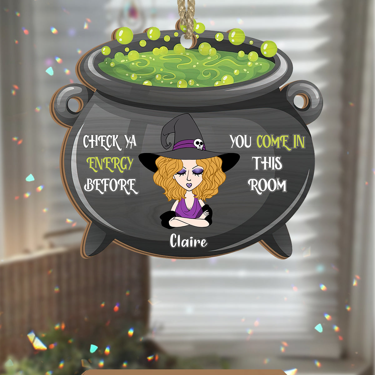 Check Ya Energy - Personalized Witch Suncatcher