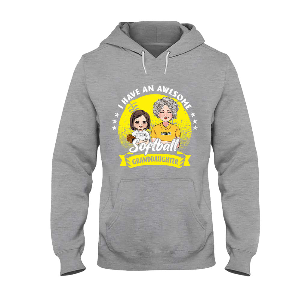 Awesome Softball Granddaughter - Personalized Softball T-shirt And Hoodie