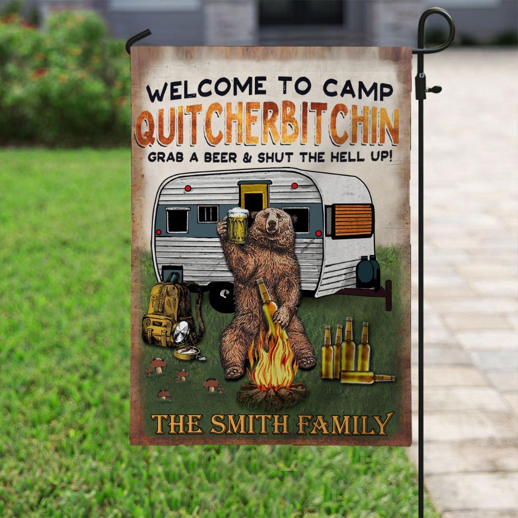 Schnapp dir ein Bier und halt die Klappe – personalisierte Camping-Gartenflagge