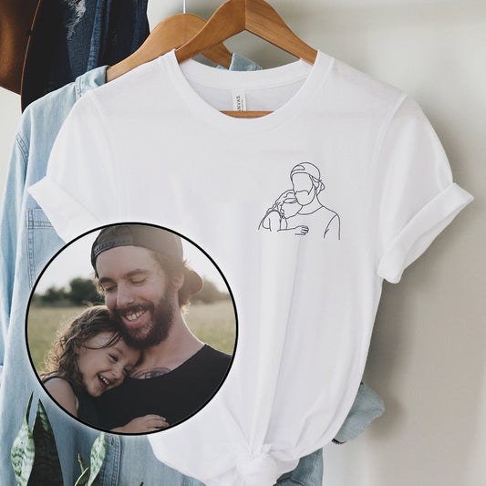 T-shirt brodé personnalisé « Oncle » avec motif de lignes.