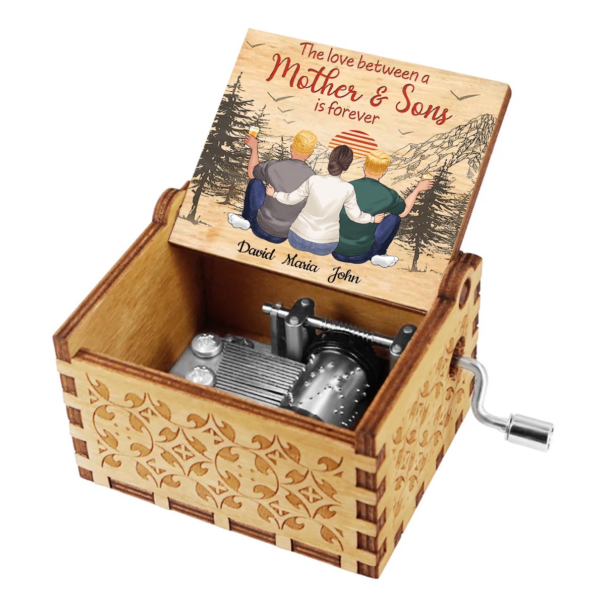 Love Forever - Gift for mom, daughter, son - Personalized Hand Crank Music Box