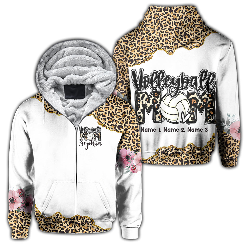 Volleyball-Mama-Leopard – Personalisiertes Volleyball-Shirt mit Allover-Print