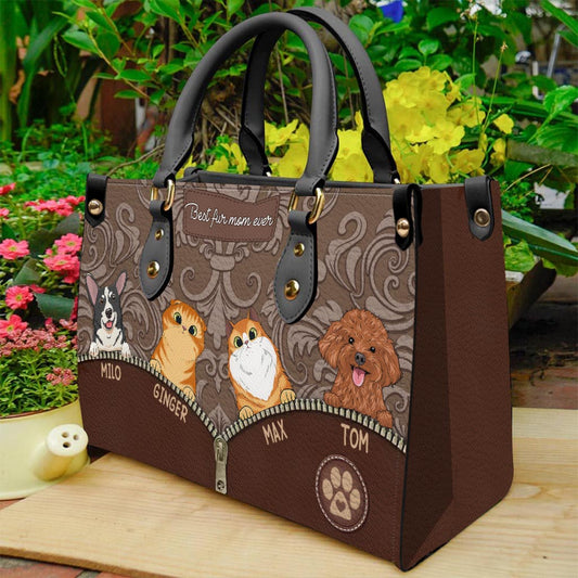 Best Dog Mom Ever - Gift for mom, mom, dog lover, cat lover - Personalized Leather Handbag
