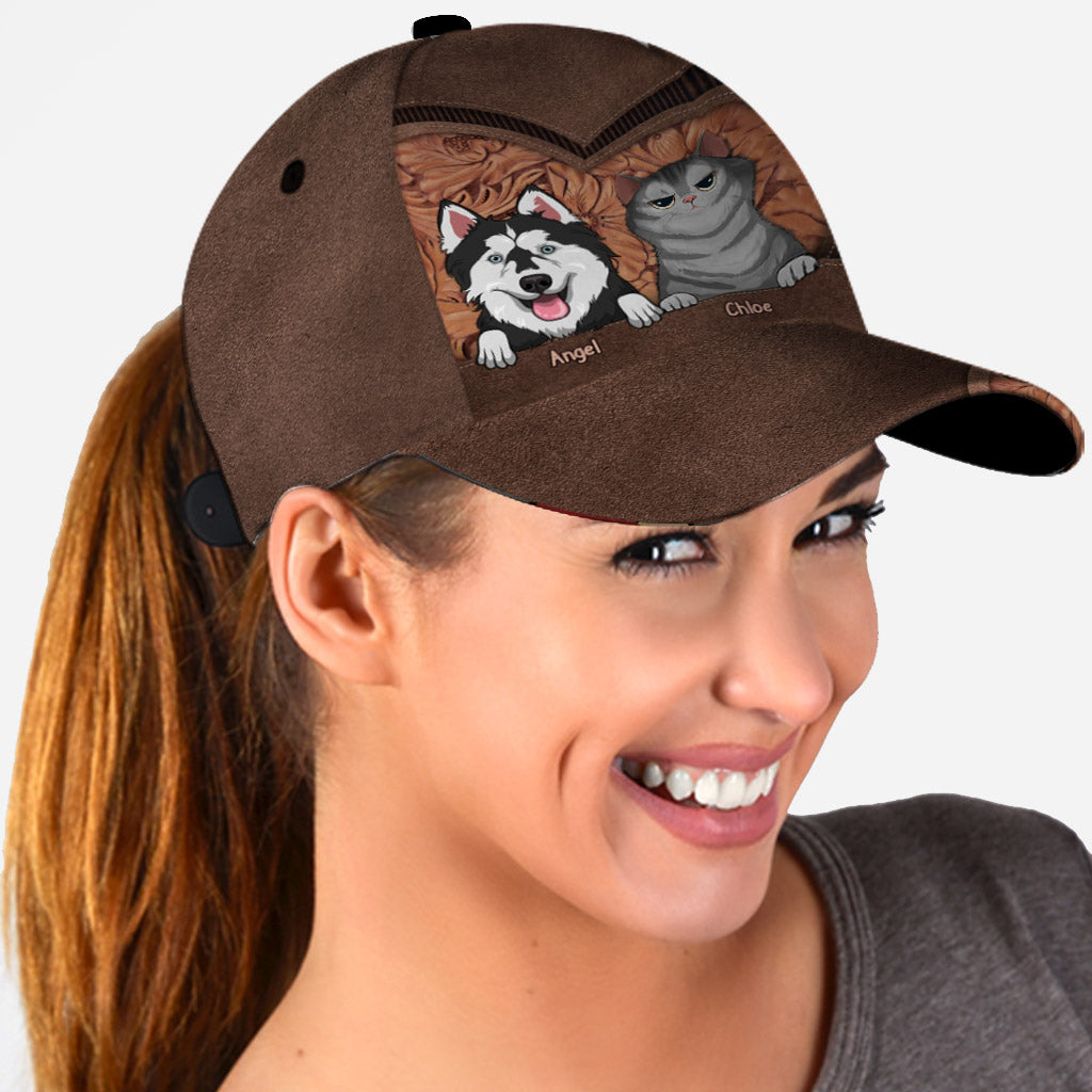 Personalisierte Kappe mit Hunde- und Katzenmotiv – Geschenk für Hunde- und Katzenliebhaber – Klassische, personalisierte Kappe